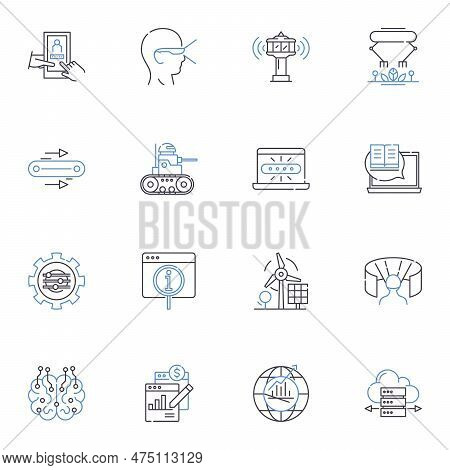 Interactive Media Line Icons Collection. Engagement, Gamification, Immersive, Interface, Multimedia,