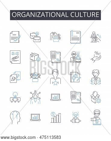 Organizational Culture Line Icons Collection. Corporate Values, Workplace Traditions, Business Ethos