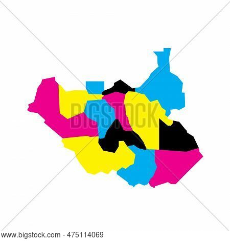 South Sudan Political Map Of Administrative Divisions - States, Administrative Areas And Area With S