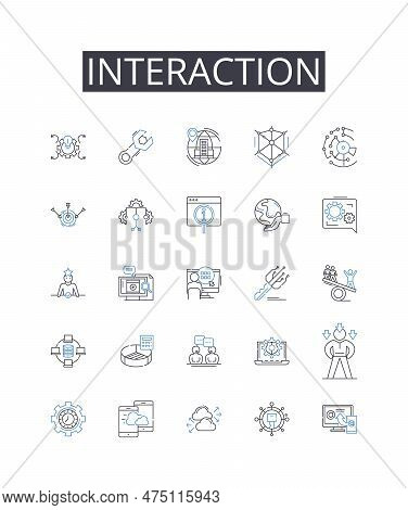 Interaction Line Icons Collection. Communication, Collaboration, Connection, Engagement, Participati