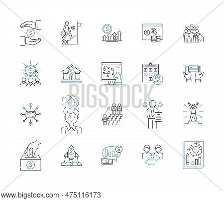 Career Advancement Line Icons Collection. Promotion, Growth, Success, Development, Progress, Advance