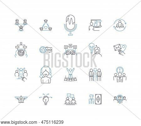 Success Strategies Line Icons Collection. Focus, Goals, Persistence, Planning, Resilience, Mindset, 