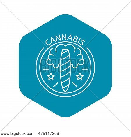 Cannabis Cigar Logo. Outline Cannabis Cigar Logo For Web Design Isolated On White Background