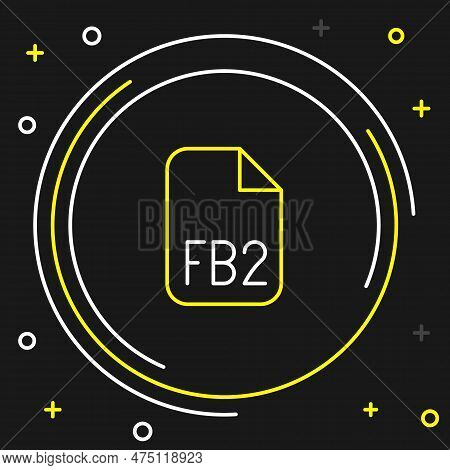 Line Fb2 File Icon Isolated On Black Background. Colorful Outline Concept. Vector