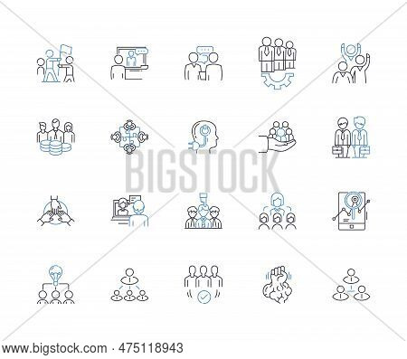 Solidarity Union Line Icons Collection. Unity, Cohesion, Support, Strength, Collaboration, Collectiv