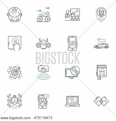 Artificial Intelligence Line Icons Collection. Robotics, Machine Learning, Neural Nerks, Automation,