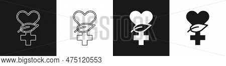 Set Ethnoscience Icon Isolated On Black And White Background. Gardening, Ethnoscience And Organic Co