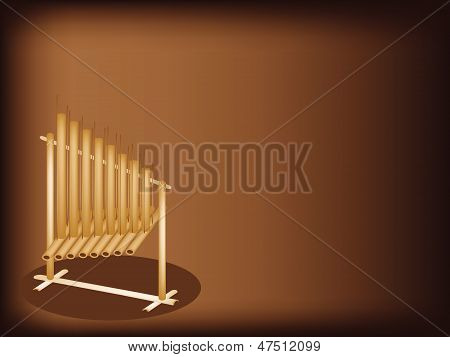 Um Musical Angklung sobre fundo marrom escuro