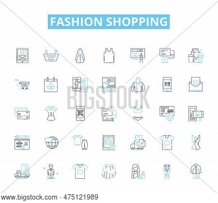 Fashion Shopping Linear Icons Set. Chic, Trendy, Stylish, Unique, Elegant, Fashionable, Glamorous Li