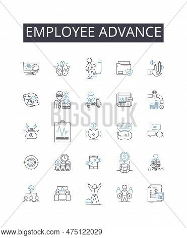 Employee Advance Line Icons Collection. Staff Growth, Worker Development, Personnel Improvement, Tea