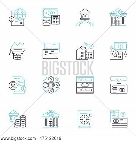 Virtual Payment Linear Icons Set. Digital, Online, Electronic, Secure, Contactless, E-wallet, Paypal