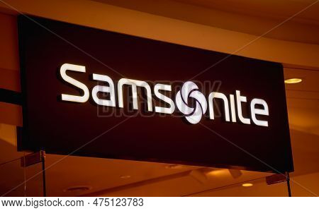 Kuala Lumpur, Malaysia - December 04, 2022: Samsonite Brand Retail Shop Logo Signboard On The Storef