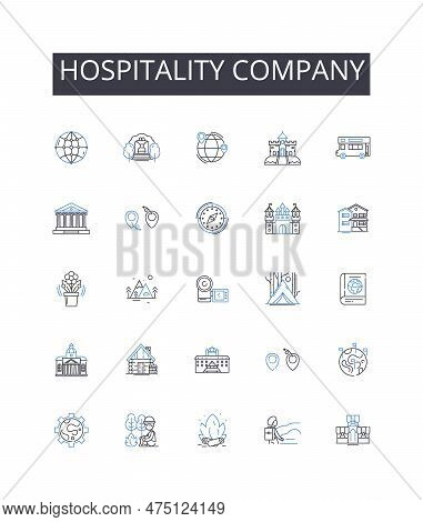 Hospitality Company Line Icons Collection. Accommodation Enterprise, Service Industry, Guest Service