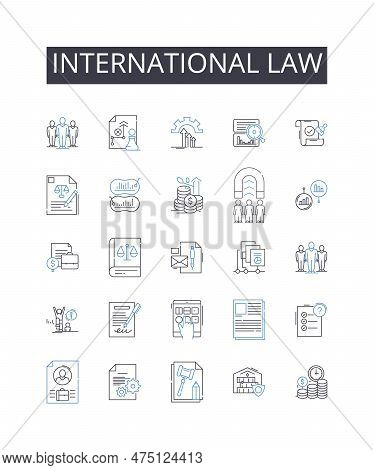 International Law Line Icons Collection. Innovation, Diversity, Sustainability, Advocacy, Inclusivit