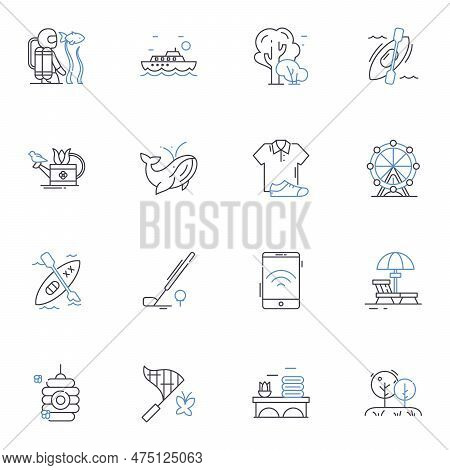Rainforest Hike Line Icons Collection. Jungle, Trekking, Wildlife, Exotic, Adventure, Canopy, Lush V