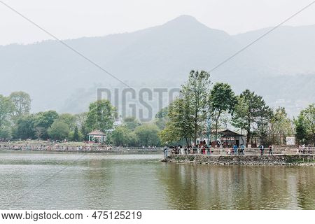 Kritipur, Nepal - April 14, 2023: View Of Taudaha Lake In Kritipur Near Kathmandu. Nowadays, It Has 