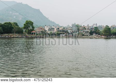 Kritipur, Nepal - April 14, 2023: View Of Taudaha Lake In Kritipur Near Kathmandu. Nowadays, It Has 