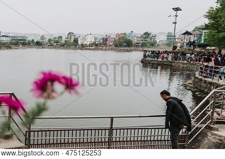 Kritipur, Nepal - April 14, 2023: View Of Taudaha Lake In Kritipur Near Kathmandu. Nowadays, It Has 