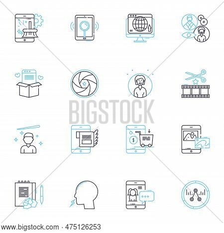 Emerging Tech Linear Icons Set. Artificial Intelligence, Robotics, Augmented Reality, Virtual Realit
