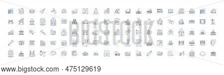 Building Line Icons Collection. Architecture, Construction, Design, Foundation, Structure, Frame, Ce