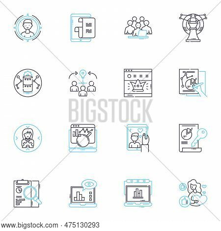 Publicity And Exposure Linear Icons Set. Visibility, Outreach, Publicity, Branding, Buzz, Fame, Reco