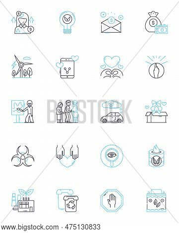 Environmental Preservation Linear Icons Set. Sustainability, Conservation, Recycling, Green, Ecology