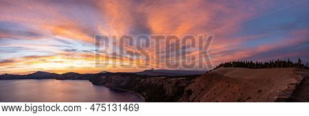 Sunset Over Skell Head Looking West Over Crater Lake