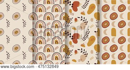 Aesthetic Patterns. Boho Patterns. Set Of Seamless Patterns.