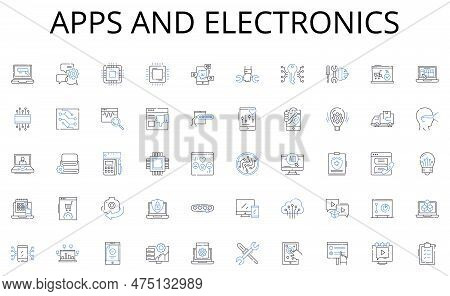 Apps And Electronics Line Icons Collection. Canopy, Wildlife, Foliage, Treetops, Exotic, Vines, Rain