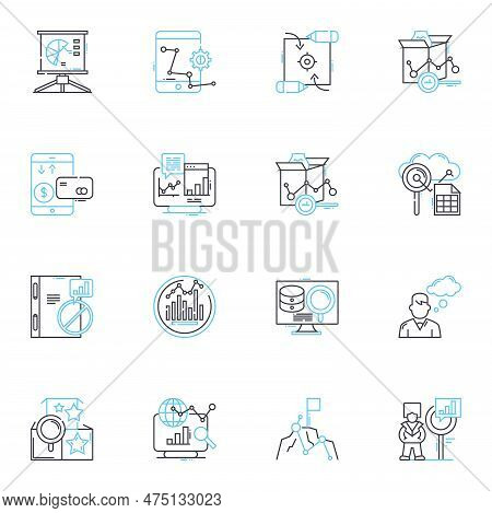 Commercial Scrutiny Linear Icons Set. Analysis, Assessment, Audit, Business, Check, Compliance, Cont