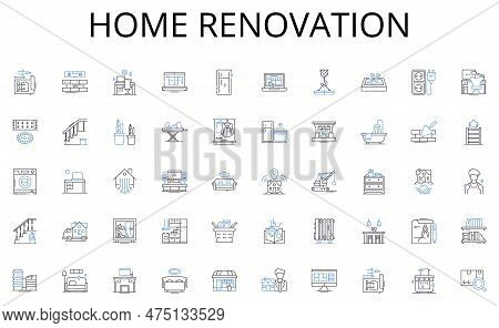 Home Renovation Line Icons Collection. Portable, Compact, Convenient, Lightweight, Versatile, Produc