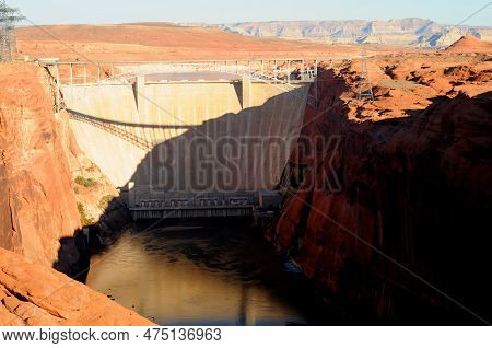 Colorado River View Glen Canyon Dam In The Northern Arizona Desert