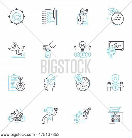 Data Metrics Linear Icons Set. Analytics, Metrics, Statistics, Kpis, Quantitative, Analysis, Measure