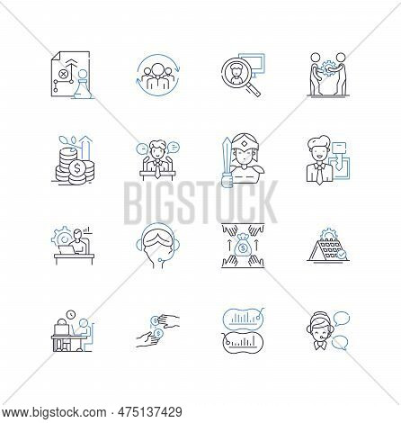 Employee Advancement Line Icons Collection. Promotion, Career, Development, Growth, Progress, Advanc