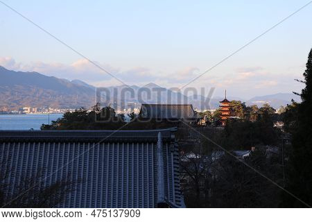 Itsukushima Shrine Tower In Miyajima Island, Hiroshima, Japan