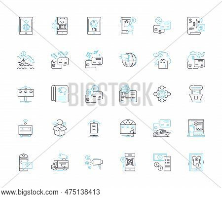 Mobile Payments Linear Icons Set. Transactions, Digital, Wallets, Contactless, Security, Efficiency,