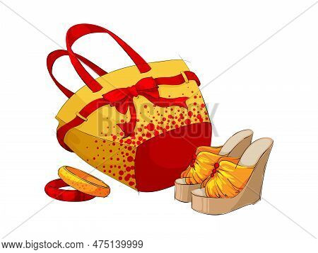 Fashion Accessory Composition With Isolated Image Of Luxury Female Goods On Blank Background Vector 