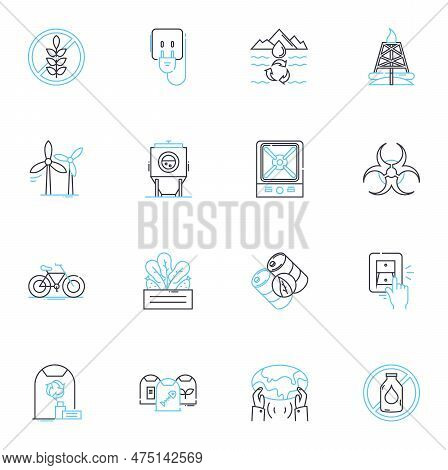 Solar Power Linear Icons Set. Photovoltaic, Panel, Energy, Electricity, Sunlight, Renewable, Sustain