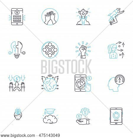 Key Indicators Linear Icons Set. Metrics, Analytics, Forecasting, Performance, Trends, Benchmarking,