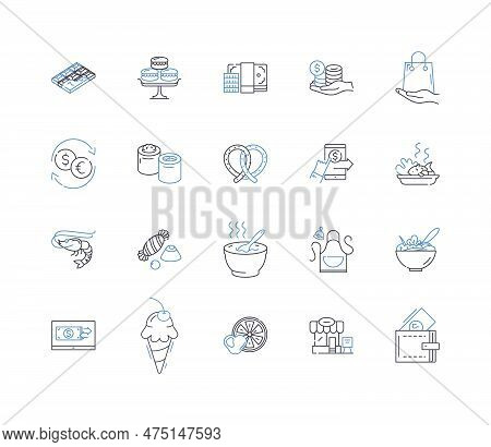Coffeehouse Nosh Line Icons Collection. Espresso, Latte, Cappuccino, Mocha, Americano, Macchiato, Fr