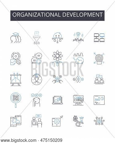 Organizational Development Line Icons Collection. Business Strategy, Project Management, Product Dev