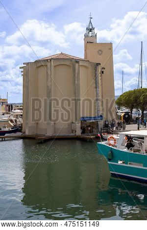 Port Grimaud, France April 09 2023: View Over Port Grimaud Marina In France In Spring With Yachts An