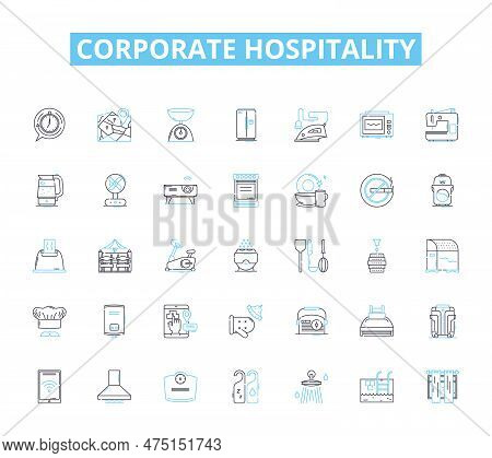 Corporate Hospitality Linear Icons Set. Nerking, Vip, Hospitality, Entertainment, Business, Event, C