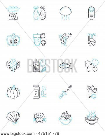Repast Linear Icons Set. Food, Meal, Dinner, Lunch, Brunch, Breakfast, Cuisine Line Vector And Conce