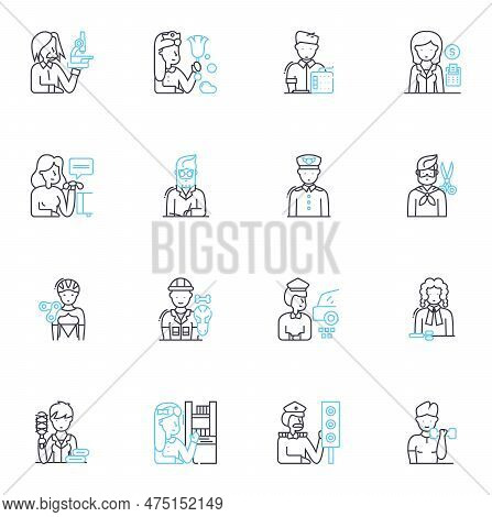Accounting Management Linear Icons Set. Budgeting, Forecasting, Planning, Analysis, Reporting, Compl