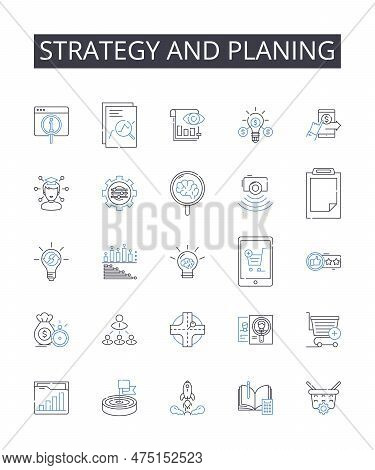 Strategy And Planing Line Icons Collection. Hope And Optimism, Free And Independent, Trusrthy And Re