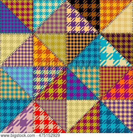 Textille Patchwork Pattern. Seamless Vector Image. Gingham Plaid Pattern.