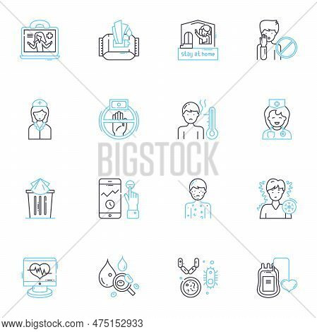 Internet-based Wellness Linear Icons Set. Digital, Health, Wellness, Online, Fitness, Mindfulness, M