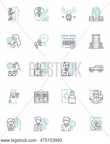 Position Linear Icons Set. Leadership, Management, Innovation, Communication, Collaboration, Adaptab