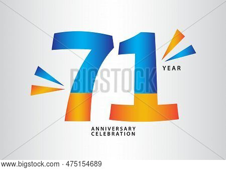 71 Year Anniversary Celebration Logotype Vector, 71 Number Design, 71th Birthday Invitation, Anniver
